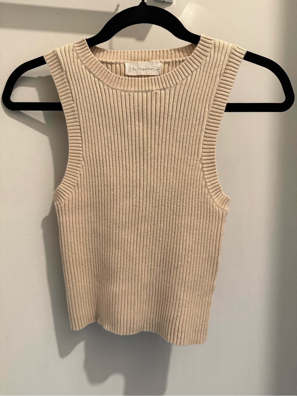 Ribbed Sleeveless Knit Tank Top - By Together - Cream - Size Medium